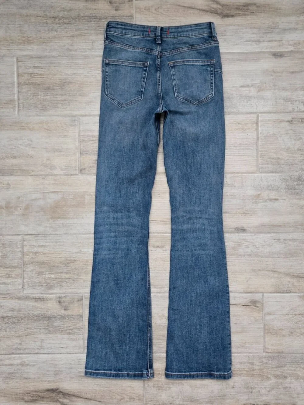Zara High Rise Flare Ankle Jeans Womens Medium Wash Blue Stretch Denim 4